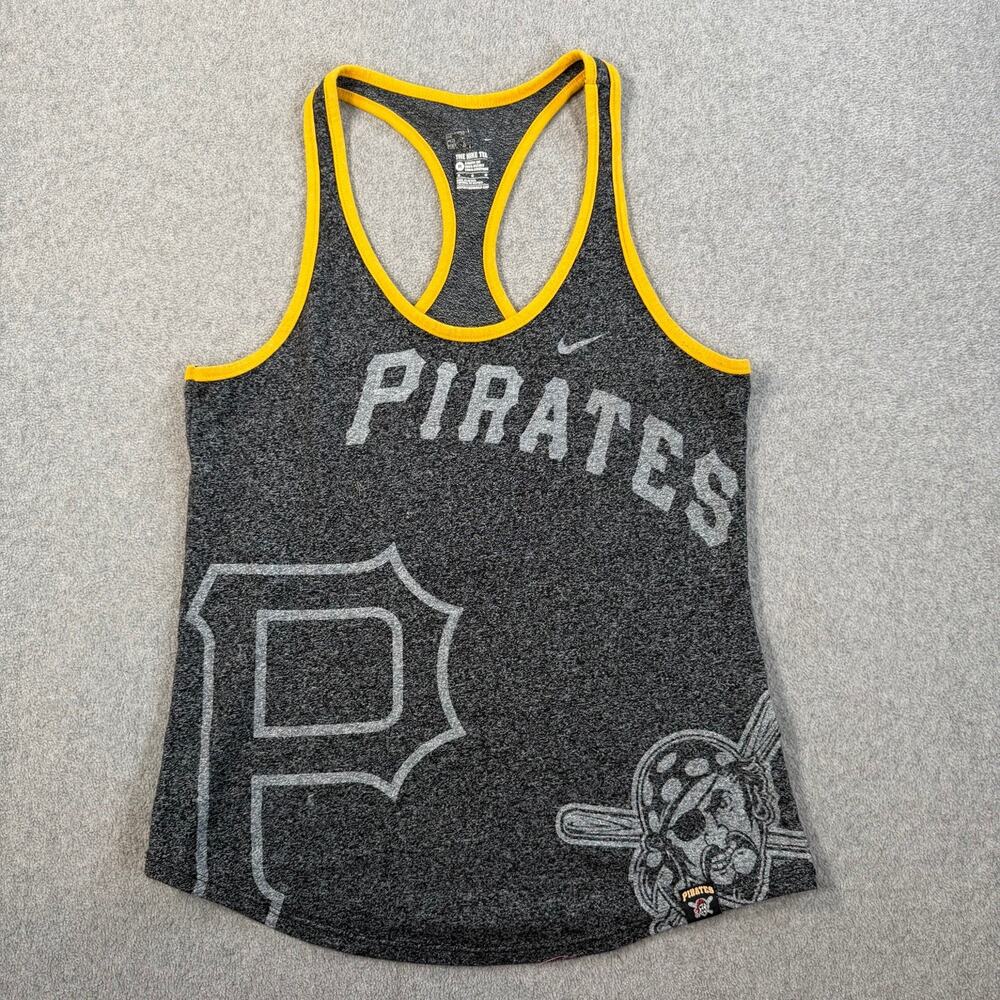 Pittsburgh Pirates Nike Women's Medium Athletic Cut Racerback Tank Top MLB Gray